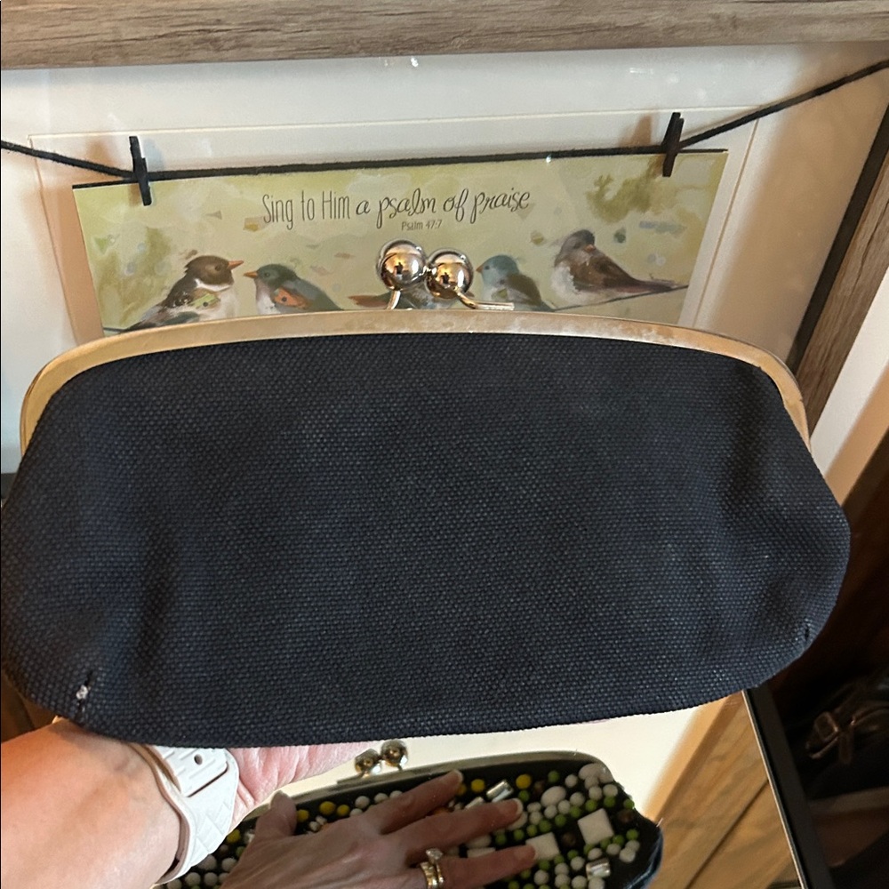 Chloe Black kiss lock Clutch with Colorful Beads - Picture 7 of 16
